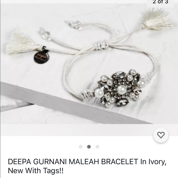 DEEPA GURNANI MALEAH BRACELET Ivory/Silver, New - Picture 2 of 3